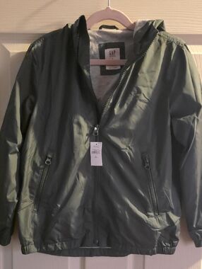 GAP Kids Olive Hooded Windbreaker Jacket